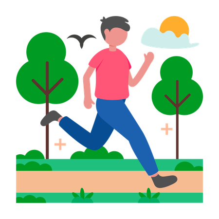 ジョギングをしている男性  イラスト