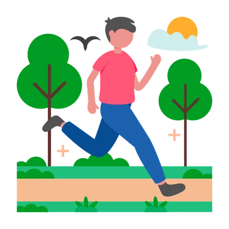 ジョギングをしている男性  イラスト