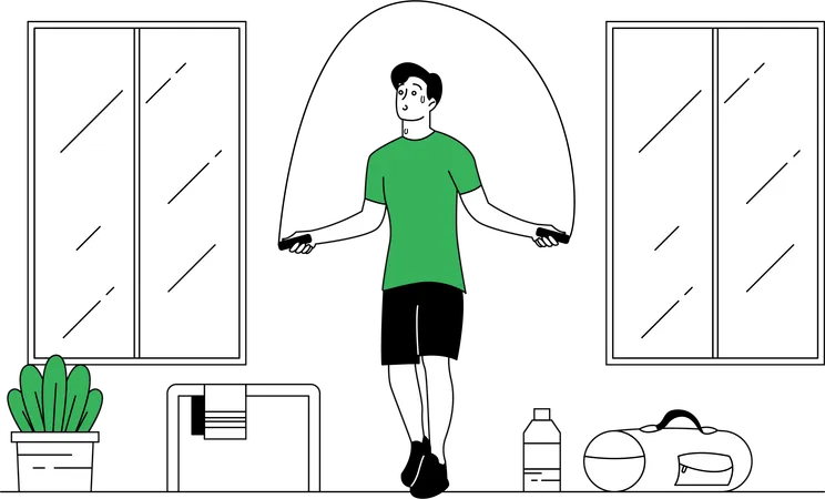 Man Doing Jump Rope  Illustration