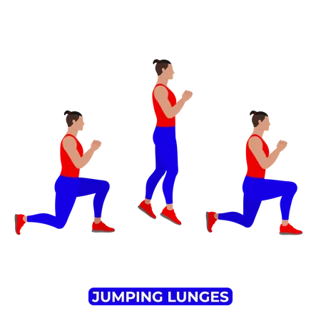 Man Doing Jumping Lunges Exercise  Illustration