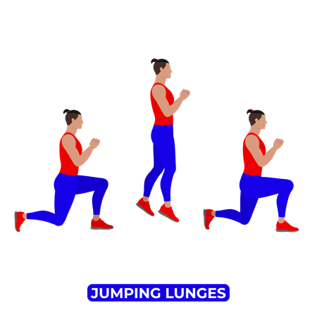 Man Doing Jumping Lunges Exercise  Illustration