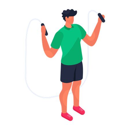 Man doing jumping with rope  Illustration