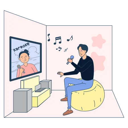 Man doing karaoke  Illustration