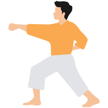 Man doing Karate Illustration