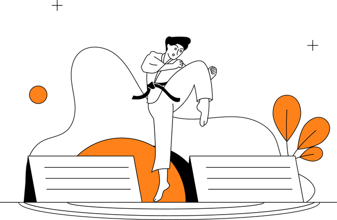 Man Doing Karate Sports  Illustration