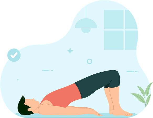 Man doing kegel exercise in gym  Illustration