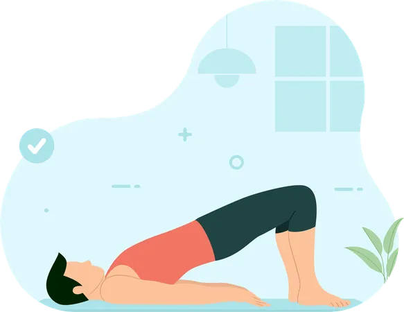 Man doing kegel exercise in gym  Illustration