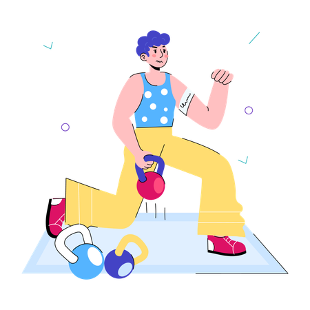 Man doing Kettlebell Workout  Illustration