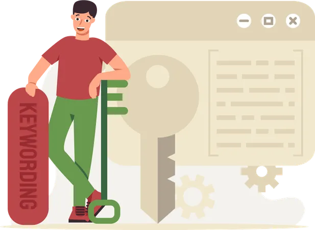 Man doing Keyword Research  Illustration