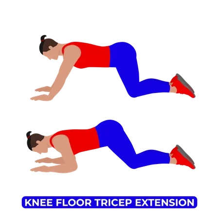 Man Doing Knee Floor Triceps Extension Exercise  Illustration