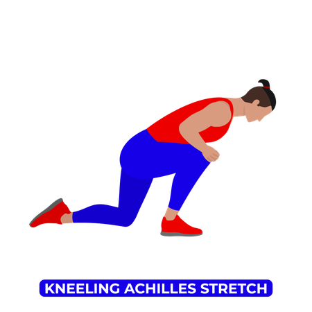 Man Doing Kneeling Achilles Stretch  Illustration
