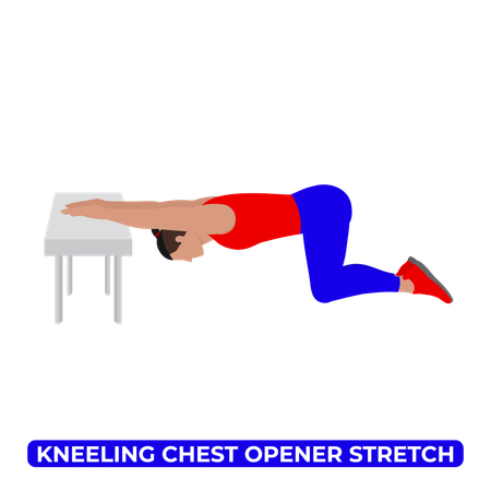 Man Doing Kneeling Chest Opener Stretch  Illustration