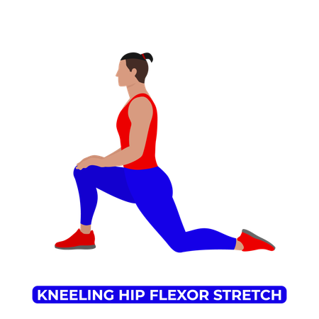 Man Doing Kneeling Hip Flexor Stretch  Illustration