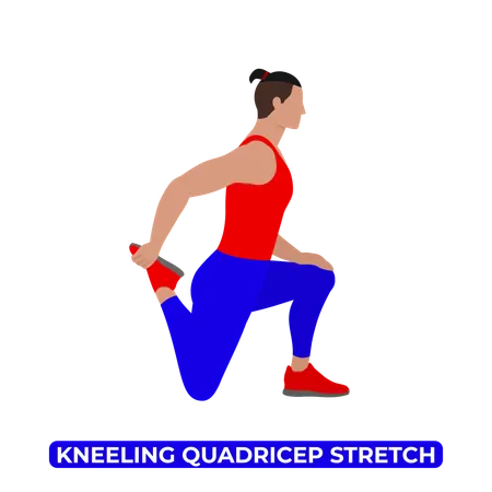 Man Doing Kneeling Quadricep Stretch  Illustration