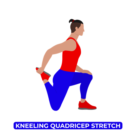 Man Doing Kneeling Quadricep Stretch  Illustration