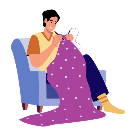Man doing knitting work  Illustration