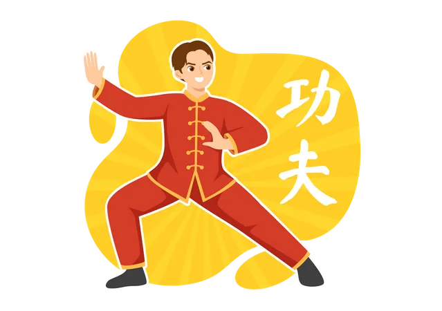 Man doing Kung Fu Illustration