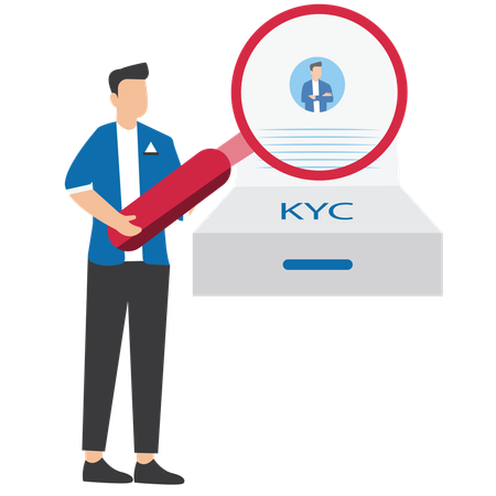 Man doing kyc verification  Illustration