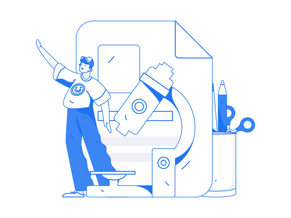 Man doing Lab research report  Illustration