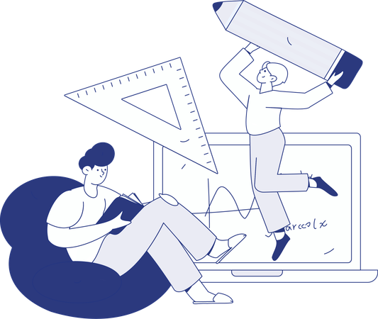 Man doing Lab research report  Illustration