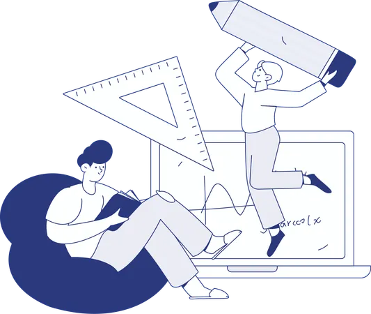 Man doing Lab research report  Illustration