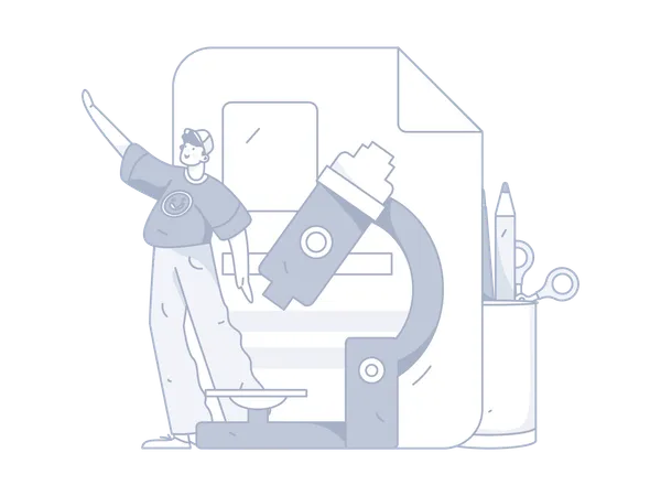 Man doing Lab research report  Illustration