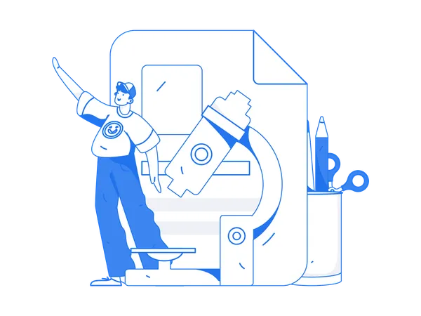 Man doing Lab research report  Illustration