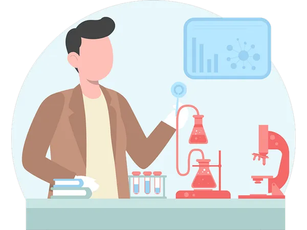 Man doing laboratory research  Illustration