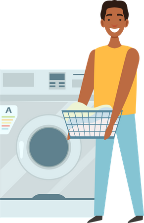 Man doing laundry Illustration