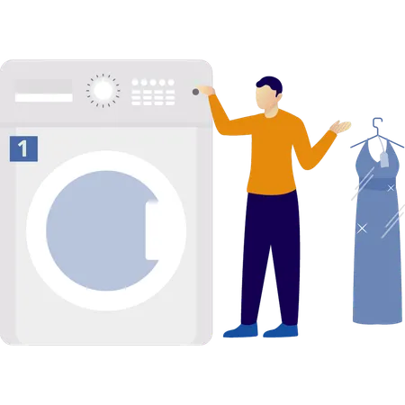 Man doing Laundry and dry cleaning  Illustration