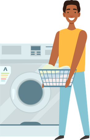 Man doing laundry  Illustration