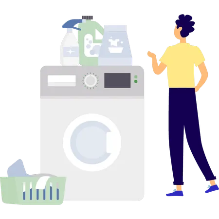 Man doing laundry work  Illustration