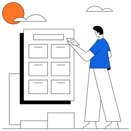 Man doing Lesson plan  Illustration