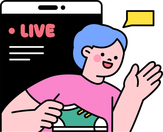 Man doing live shopping  Illustration