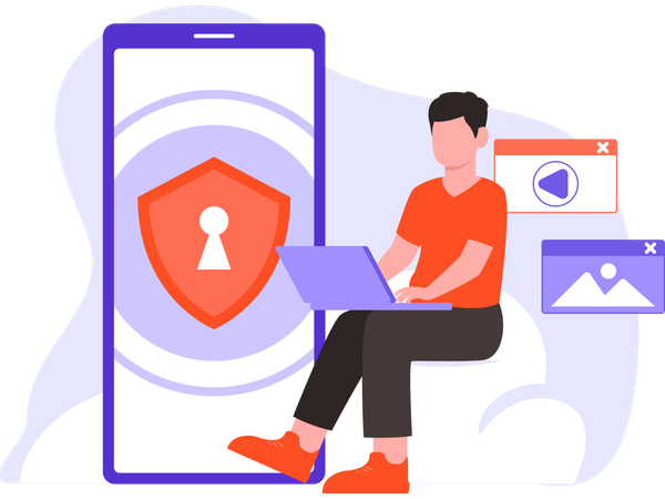 Man doing Login Access  Illustration