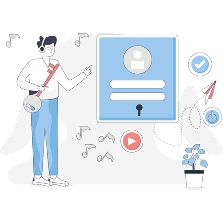 Man  doing login account  Illustration