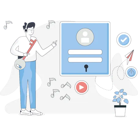 Man  doing login account  Illustration
