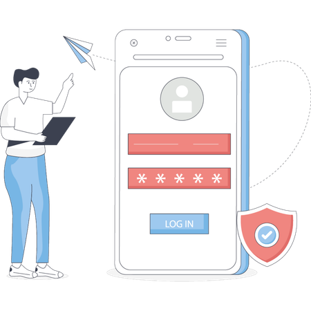 Man  doing login page  Illustration