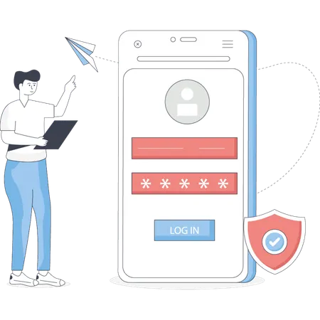Man  doing login page  Illustration