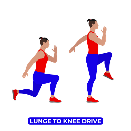 Man Doing Lunge to Knee Drive Exercise  Illustration