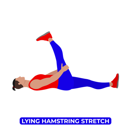 Man Doing Lying Supine Hamstring Stretch  Illustration