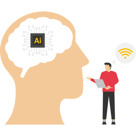 Man doing machine learning  Illustration