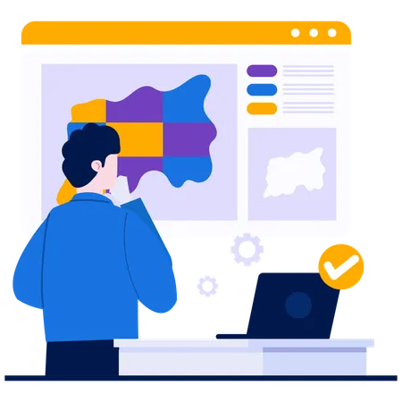 Man doing Map Visualization  Illustration