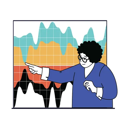 Man doing market analysis  Illustration