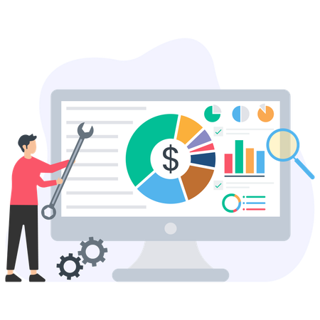 Man doing Market Analysis  Illustration