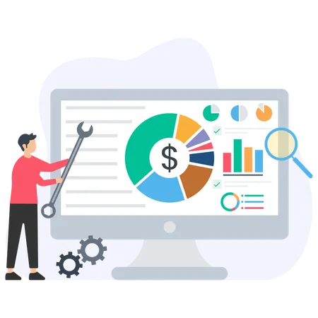 Man doing Market Analysis  Illustration