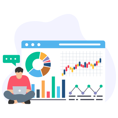 Man doing Market Analysis  Illustration