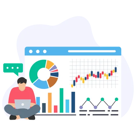 Man doing Market Analysis  Illustration