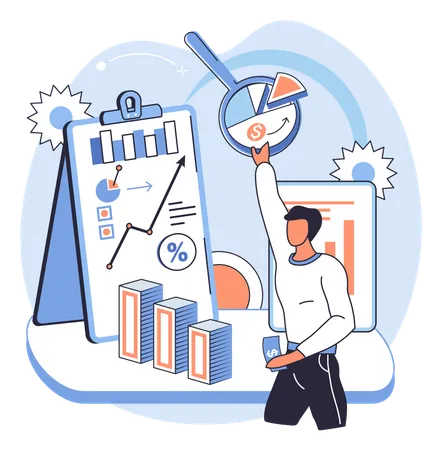 Man doing market analysis  Illustration