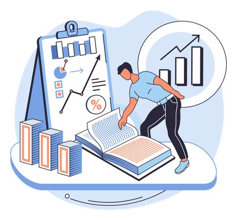 Man doing market analysis  Illustration